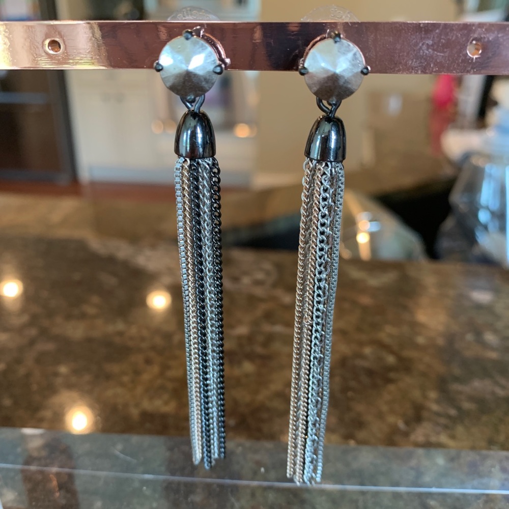 Stella & Dot Fringe Tassel Earring/Mixed Metal